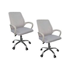 Kit 2 Cadeiras de Escritório Esteirinha Tela Mesh Branco