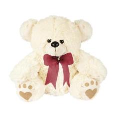 Urso De Pelúcia Baby 30 Cm - Escolha Cor Do Laço - Lc Baby, Marfim, Ve