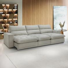 Sofá Retrátil e Reclinável 350cm Martinho Boucle YesCasa
