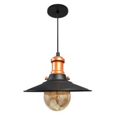 Lustre Pendente Industrial Moderno Nordic Preto Com Cobre