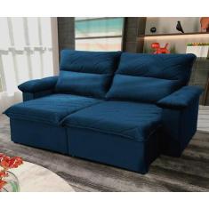 Sofá Retrátil/Reclinável Paris 1,80m Suede Velut Azul Marinho c/ Molas no Assento - King House