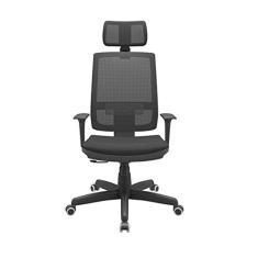 Cadeira Escritório Presidente Brizza NR17 com Mecanismo Relax Assento Crepe Apoio de Cabeça Plaxmetal Preta
