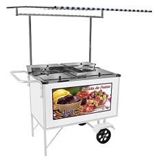 Carrinho 2 em 1 Cefaz Salada de Frutas e Açaí Luxo Branco Rodas Maciças e Toldo Bl17m/t