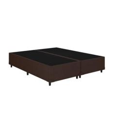 Base Box Casal Bipartido Suede Marrom