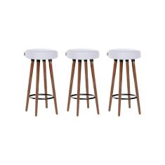 Kit 3 Banquetas Moderna Alta Roma Slim Branco 70cm