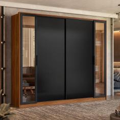 Guarda Roupa Casal com Vidro Reflecta 4 Portas 4 Gavetas Flex Laredo Demartz