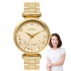 Relógio Feminino Condor Redondo Quartz Resistente Água Analógico Casual Dourado CO2036MVP/4D