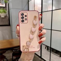 Para Samsung A13 Case Love Heart Bracelet Phone Case Para Samsung Galaxy A32 A23 A33 A53 A73 A52 A72 A71 A51 A31 A11 A50 A20 Capa, Rosa, Para A20 A30