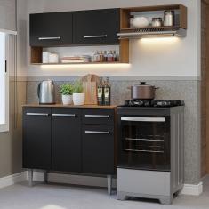 Armário De Cozinha Compacta 165cm Rustic-preto Emilly Madesa 07 Rustic-preto