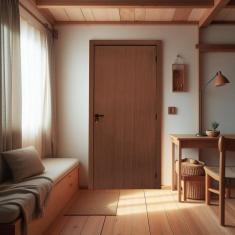 Kit Porta de Madeira Lisa 215x64cm Batente 10cm Mdf Ultra Mgm Ipê