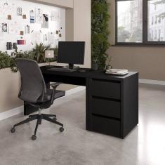 Mesa de Escritório com Gaveteiro 170cm Ficus Cabecasa Madeiramadeira Preto