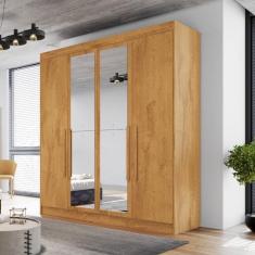 Guarda Roupa Casal Espelho 4 Portas 3 Gavetas Nantes Móveis Europa Peroba