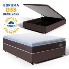 Cama Box Baú com Colchão de Espuma D33 Pillow Top Comfort Luxo Casal 138cm