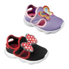 Kit Tênis Infantil Feminino Calce Fácil Magicc Kids TN-004 TN-005