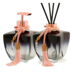 Kit 02 Vidros Estrela Degrade Preto 280ml Sabonete e Difusor Aromatiza