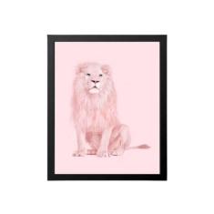 Quadro Decorativo Leão Rosa 34X23Cm - Quadros On-Line