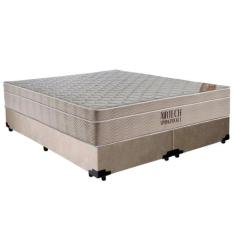Cama Box Casal Suede Bipartido + Colchão Ortobom Airtech Molas Ensacad