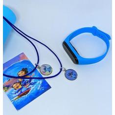 Kit Relógio Infantil Digital Led Menino Esportivo Silicone + Colares A