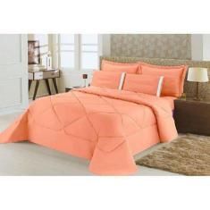 Kit Edredom Aconchego Casal Queen 6 peças  Salmão - CONFECÇÕES EVANGEL