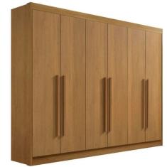 Guarda Roupa Casal 6 Portas 7 Gavetas - New Athos-Cinamomo - Móveis D`Doro