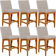 Kit 06 Banquetas Baixa Cozinha Bancada L02 Bege