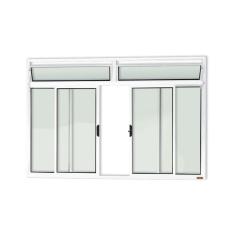 Janela Plus 4 Folhas Com Bandeira Vidro Liso 120cm X 150cm Brimak Branco