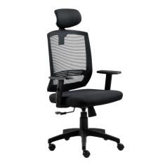 Cadeira Para Escritório Presidente Giratória Ergonômica New Opus Roal Preto Encosto Em Tela