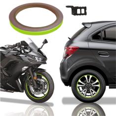 Friso De Roda Adesivo Não Refletivo Carro Aro Moto Honda Yamaha Suzuki Verde Kawazaki