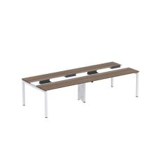 Mesa De Plataforma Dupla Para 4 Pessoas Corporativa 150x120-4p Pdc15-12-4p Walnut-branco