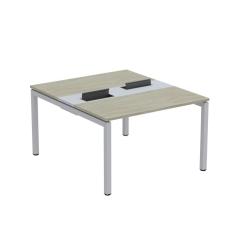 Mesa Plataforma Dupla Com Pé De Aço Para Coworking 110x140-2p Pdc11-14-2p Nogueira Casablanca-cinza