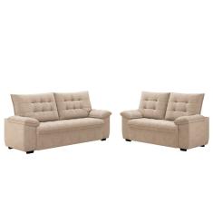 Conjunto De Sofá 2 E 3 Lugares Bertioga Veludo Capuccino Luizzi Cappuccino