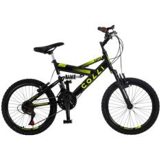 Bicicleta Aro 20 Colli GPS Freio V Brake Aço Carbono Suspensão Dupla, 