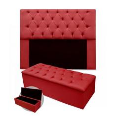 Kit Cabeceira Queen Mirage 160 cm Mais Calçadeira Mirage 160 cm Suede 