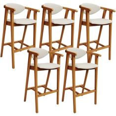 Kit 05 Banquetas Alta Cozinha Bancada Bar Sala de Jantar Fixa Cecília 