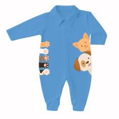 Macacão Estampado Suedine Roupa Para Bebe Inverno Quentinho - Koala Ba