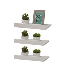 Kit 3 Prateleiras Porta Quadros 30 x 10cm Branca