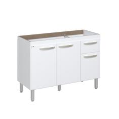 Balcão Flat De Cozinha Para Pia 3 Portas 1 Gaveta Rorato Branco