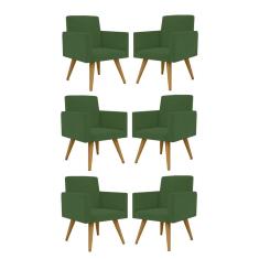 Kit 6 Poltronas Nina Para Sala De Estar E Escritório Suede Verde Balaqui Decor