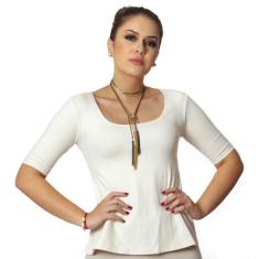 Blusa Rodadinha em Baixo Feminina Meia Manga Palha