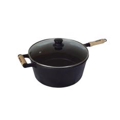 Caçarola de Ferro Com Cabo  e Tampa de Vidro  6 Lts