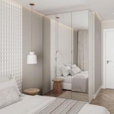 Guarda Roupas Modulado com Espelho 3 Portas com Cabideiro Hera CabeCasa MadeiraMadeira Branco Geada/Louro/Cromado