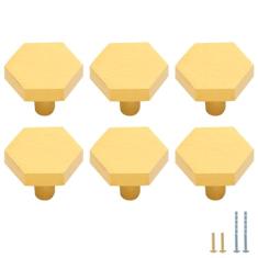 Evionlin 6 maçanetas M de latão sólido de cobre puro cone puxadores para gaveta de armário de cozinha, puxadores de latão dourado escovado com parafusos