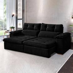 Sofá Retrátil e Reclinável 2 Lugares 200cm Vancouver Preto