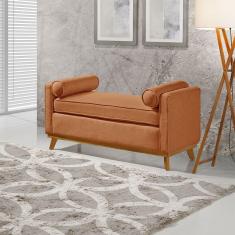 Recamier Italia 1,00m Com Base Madeira Linho Sofatec Tijolo