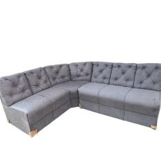 Sofá de Canto - 3 Módulos em tecido suede  - Ferreira Atacado, Cinza