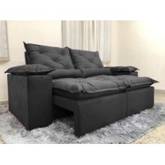 Sofá Retrátil e Reclinável 2,20m em Tecido Veludão C/ Pillow nos Braço