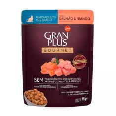 Ração Úmida Gran Plus Sachê Gatos Gourmet Castrados Salmão e Frango - 