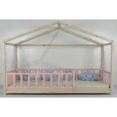 Cama Montessoriana Solteirão Frente Casinha Colorida Madeira Maciça Pi