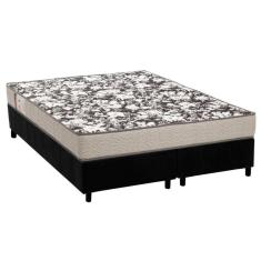 Cama Box Queen: Colchão Espuma Ortobom Physical Ultra Resistente + Base Crc Suede Black(158X198)