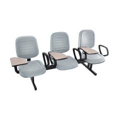 Cadeira em Longarina com prancheta Linha Blenda Cinza